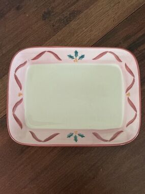 Hartstone Pottery Christmas Platter Candy Ribbon 1995